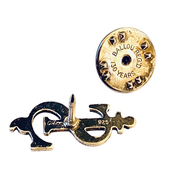 Vintage Sterling Silver Dollar Sign Push Pin Brooch Tie Tack Money Signed Tiny - Picture 6 of 12